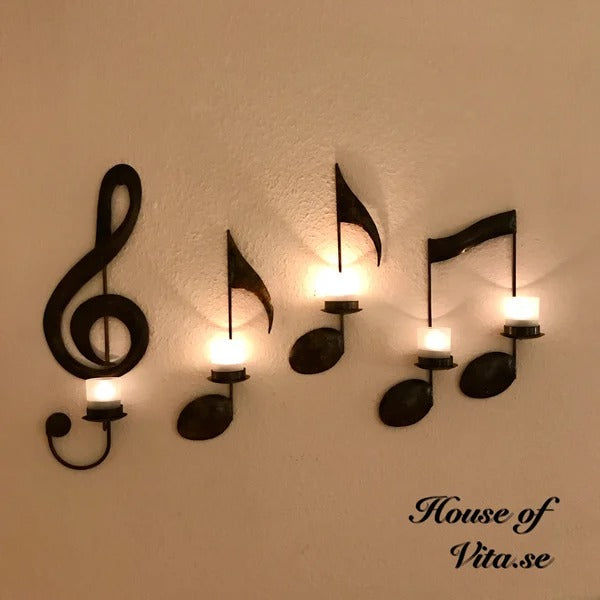 Black Music Note Wall Sconce