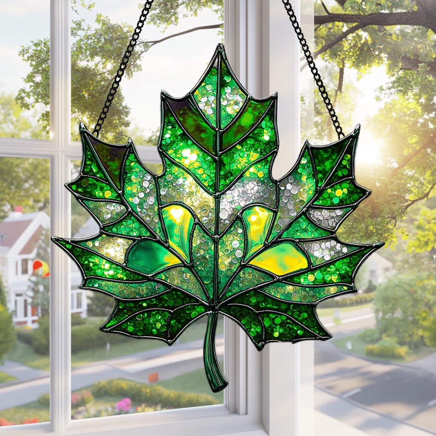 Autumn Maple Suncatcher Elegant Decorative Art Decorate