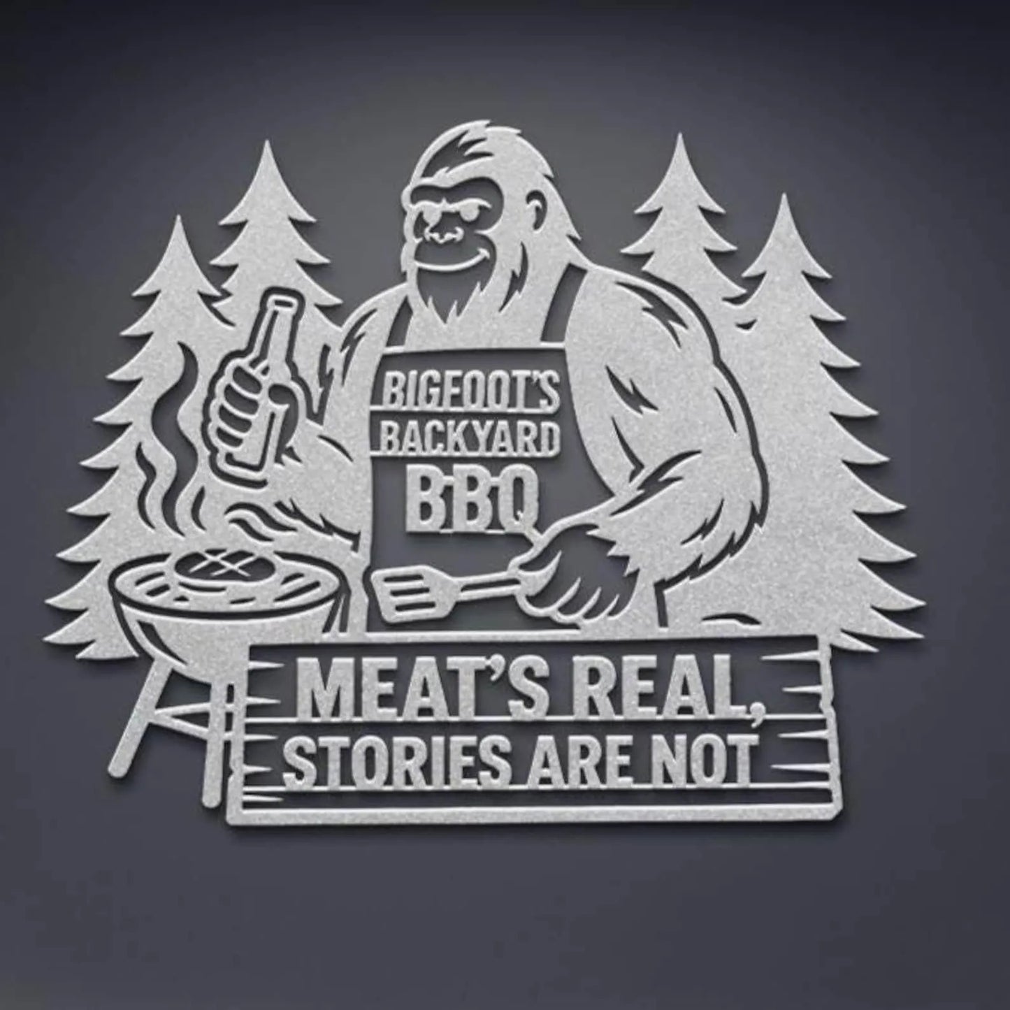 Bigfoot BBQ Metal Sign
