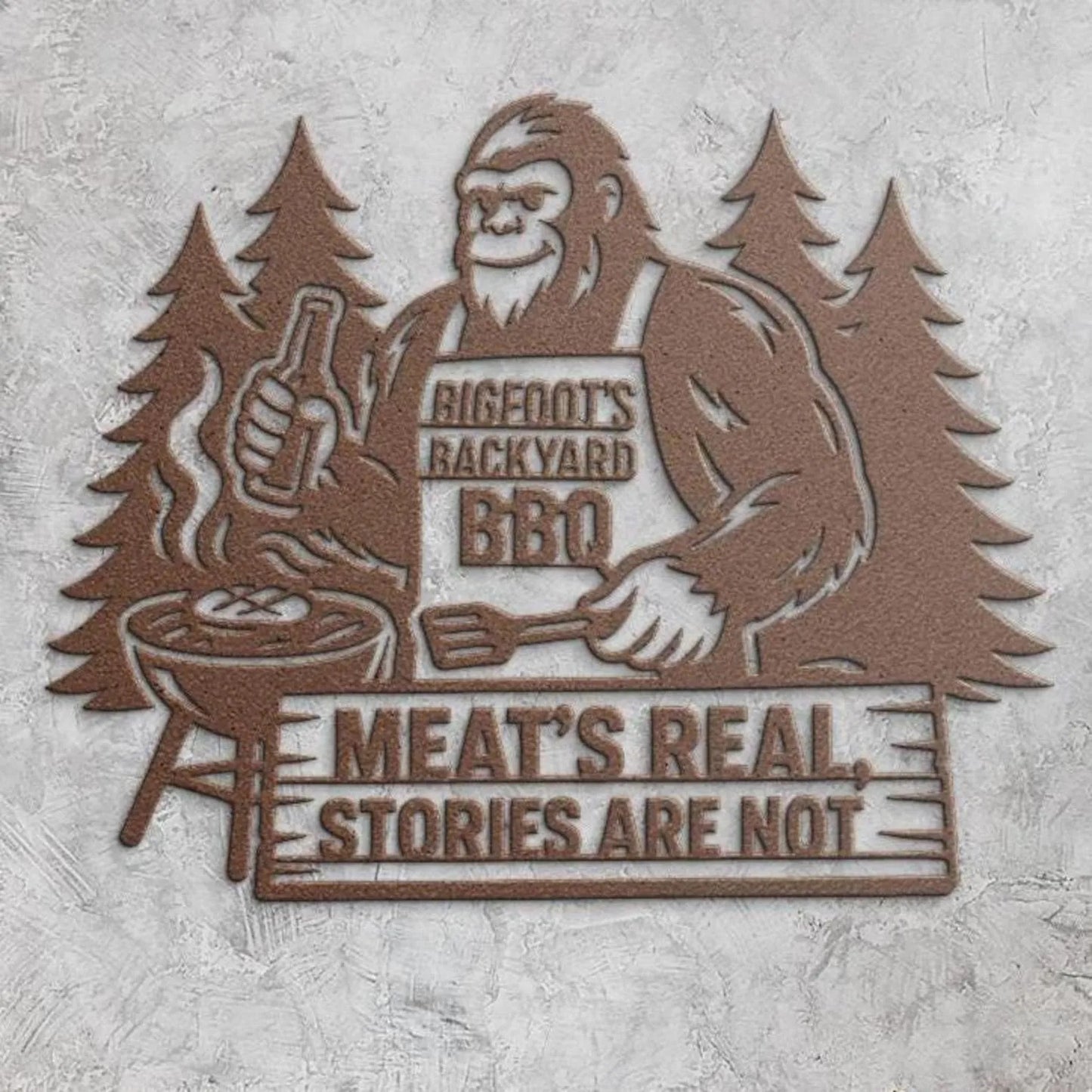 Bigfoot BBQ Metal Sign