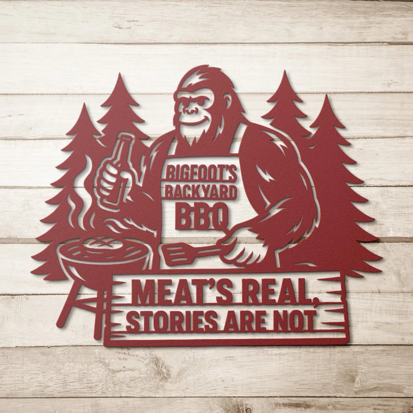 Bigfoot BBQ Metal Sign