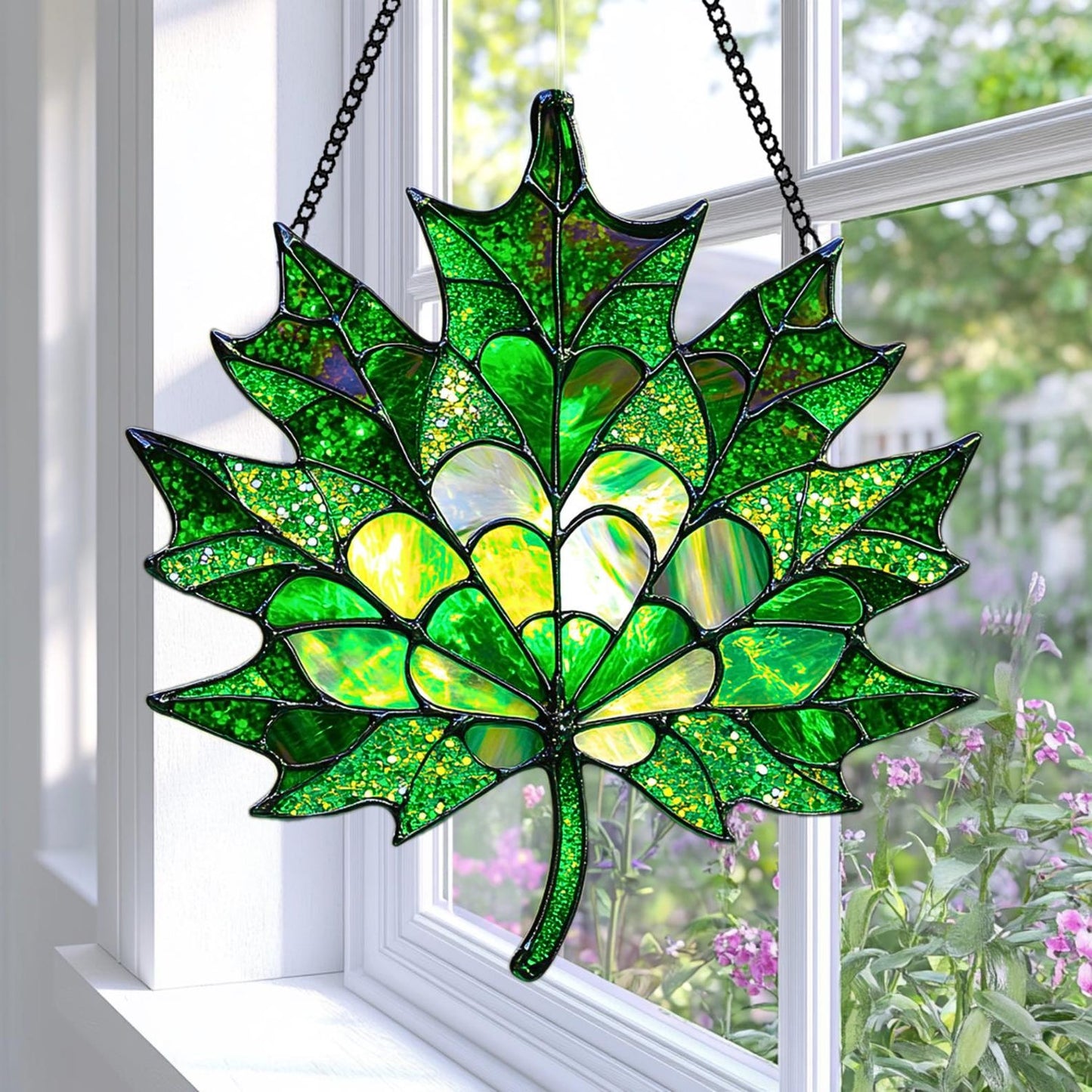 Autumn Maple Suncatcher Elegant Decorative Art Decorate
