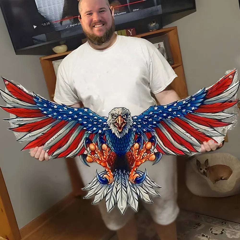 Handmade Bald Eagle With Flag Wings