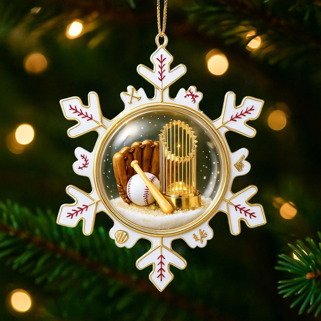 Baseball and Football Snowflake Ornament