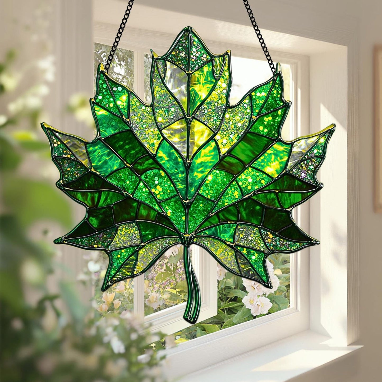 Autumn Maple Suncatcher Elegant Decorative Art Decorate