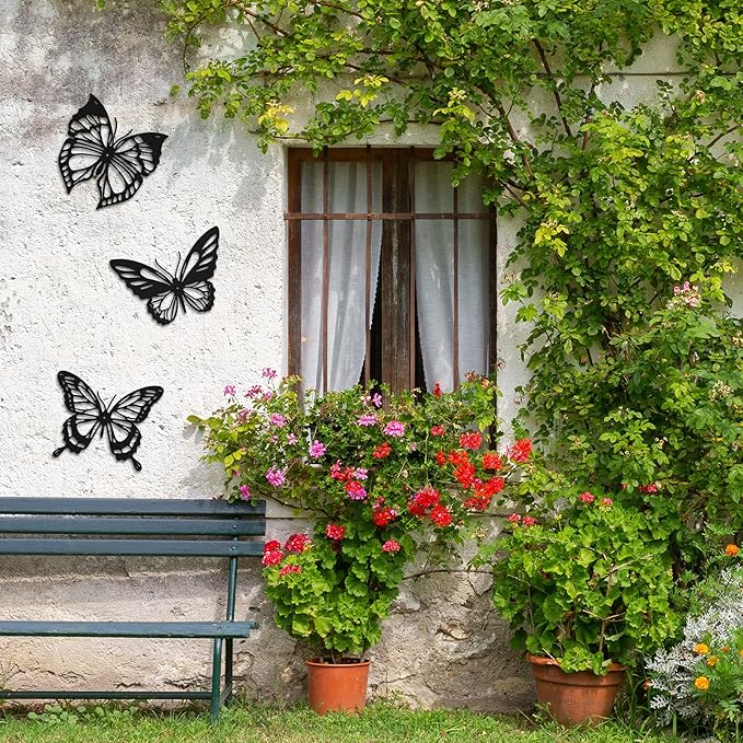3 Pcs Butterfly Metal Wall Decor