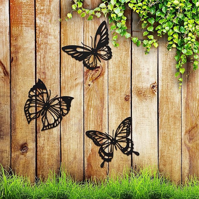 3 Pcs Butterfly Metal Wall Decor
