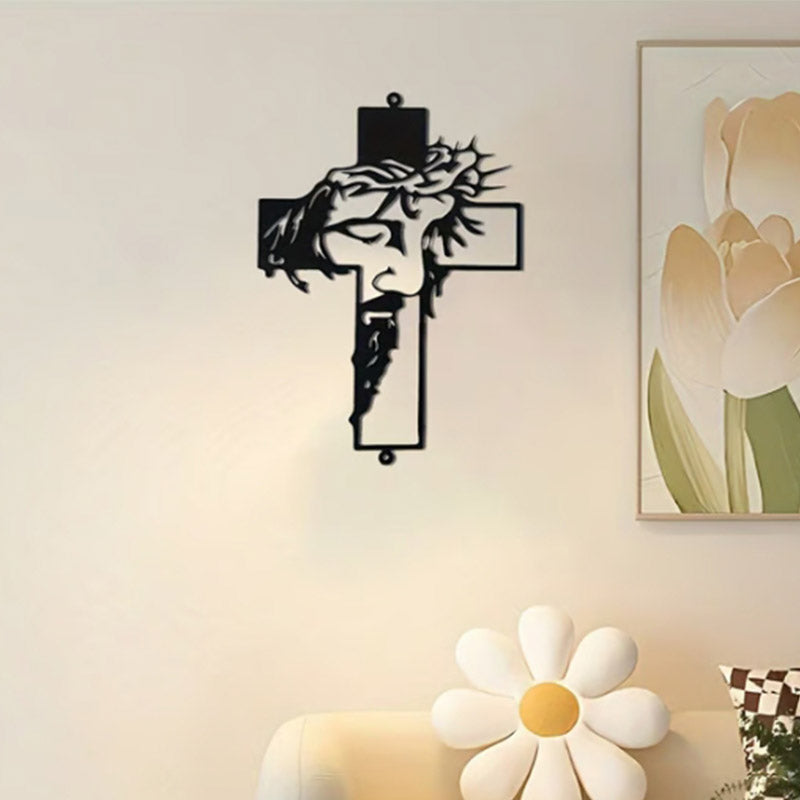 Jesus Cross Metal Sign Christ Wall Art Decor
