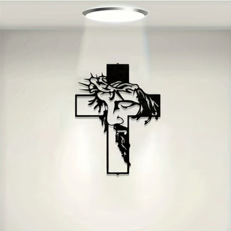 Jesus Cross Metal Sign Christ Wall Art Decor