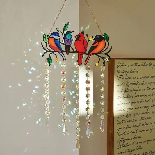 Four Iron Hummingbirds Crystal Sun Catcher