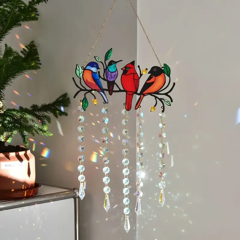Four Iron Hummingbirds Crystal Sun Catcher