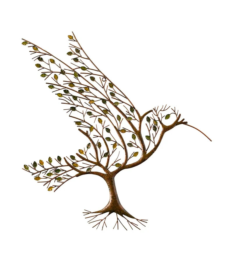 Hummingbird with Branches Metal Wall Art