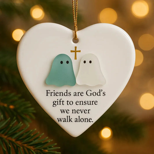 Ghost and Cross Heart Ornament