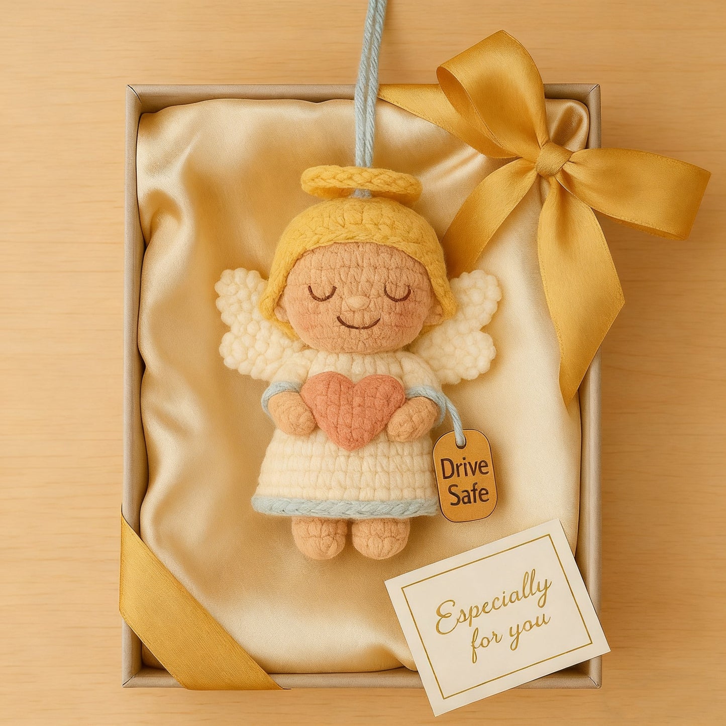 Crochet Angel Car Hanging Charm With Tag – Drive Safe Gift