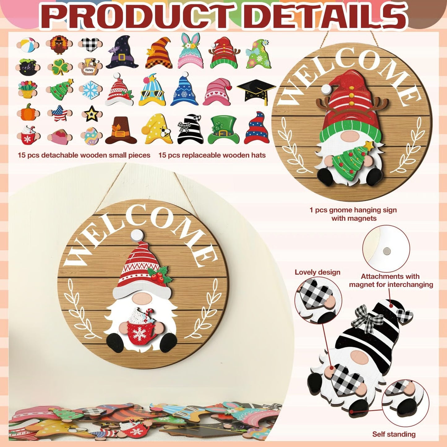 Interchangeable Year-Round Welcome Gnome