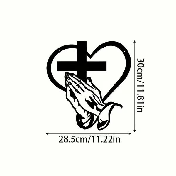 Elegant Metal Heart and Cross Wall Art