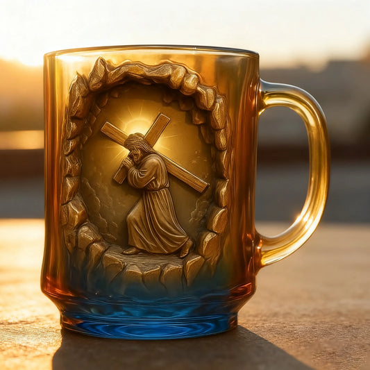 Jesus Crucifixion Relief Glass Mug