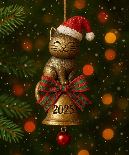 Cat and Bell 2025 Christmas Ornament