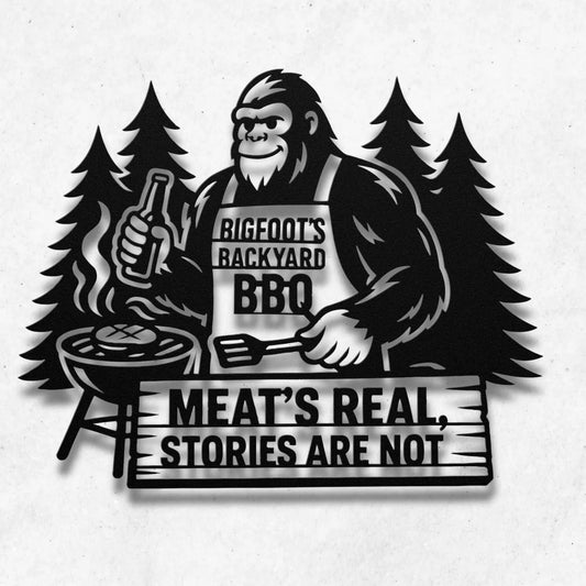 Bigfoot BBQ Metal Sign