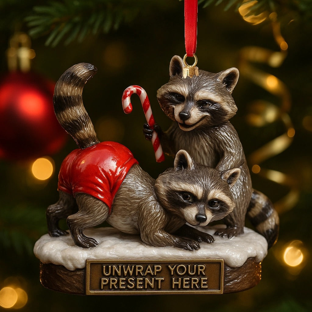 Funny Raccoon Christmas Ornaments 2025