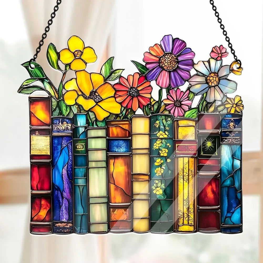 Vintage Flower Book Acrylic Suncatcher