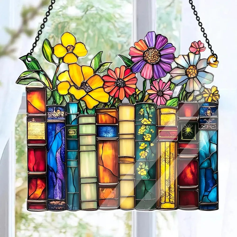 Vintage Flower Book Acrylic Suncatcher