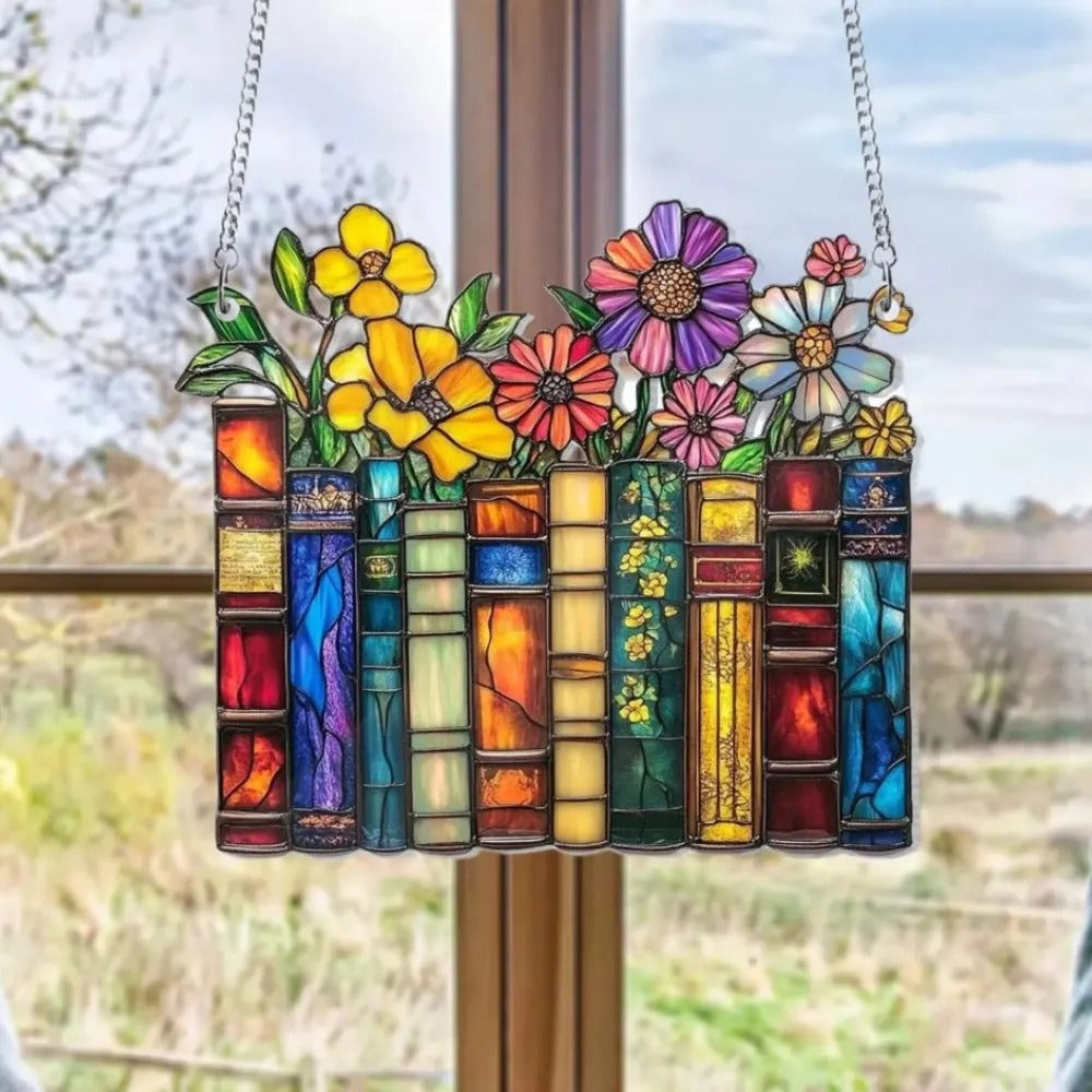 Vintage Flower Book Acrylic Suncatcher