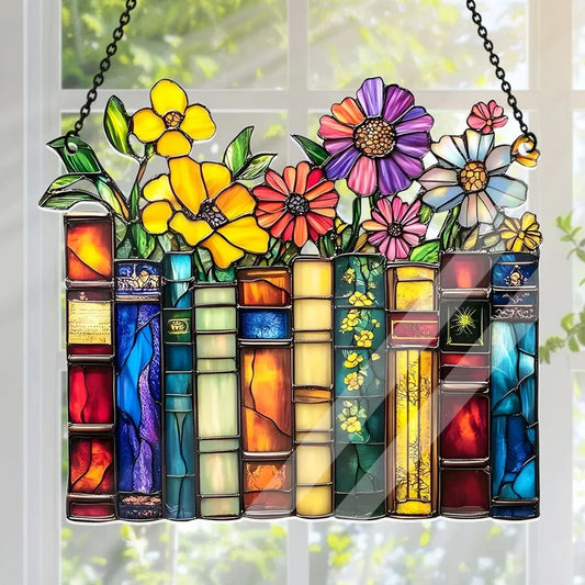 Vintage Flower Book Acrylic Suncatcher