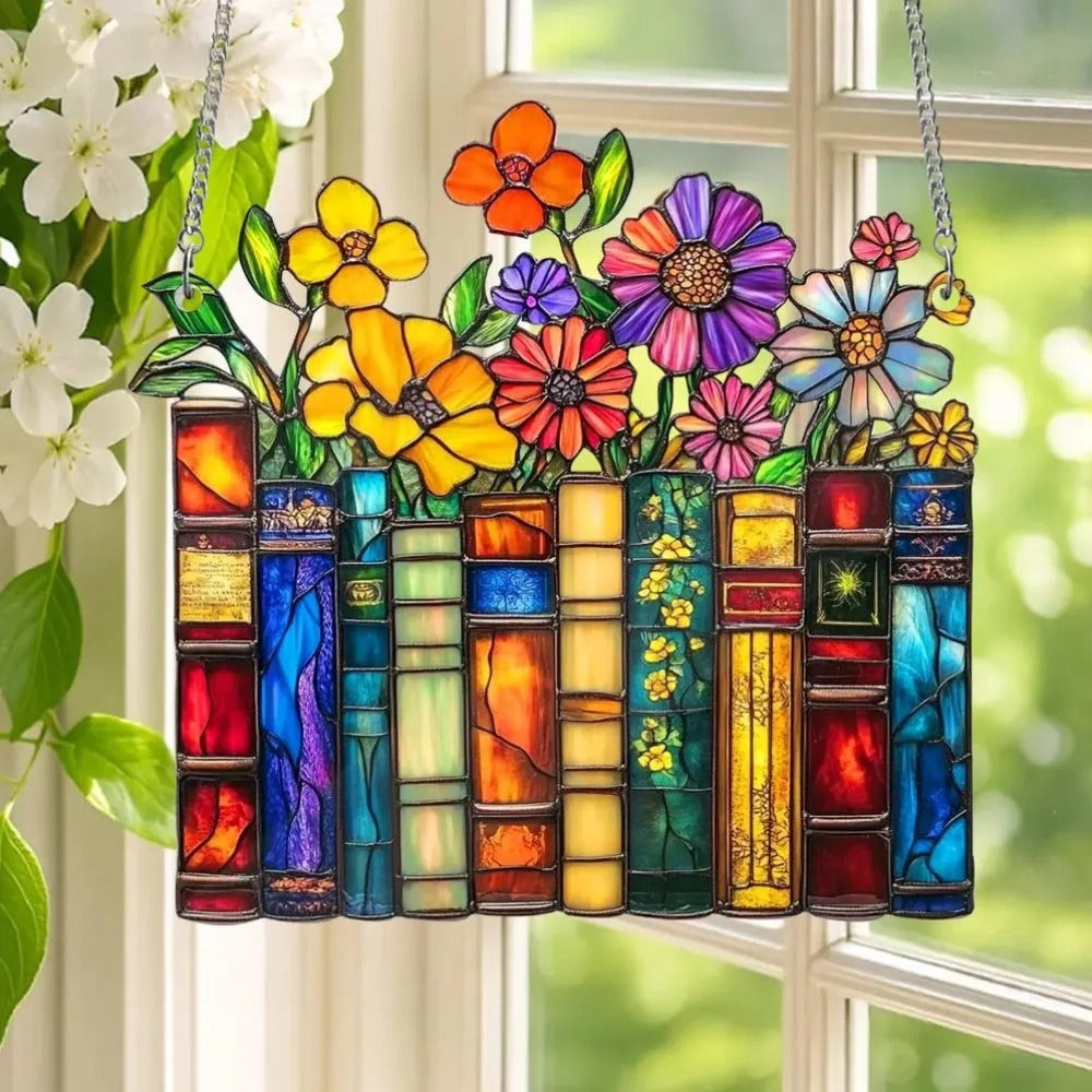 Vintage Flower Book Acrylic Suncatcher