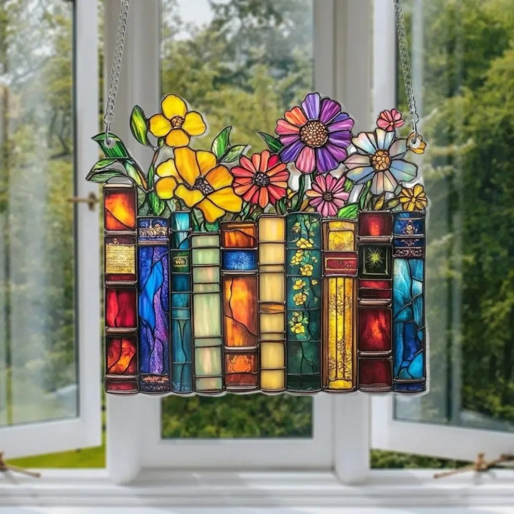 Vintage Flower Book Acrylic Suncatcher