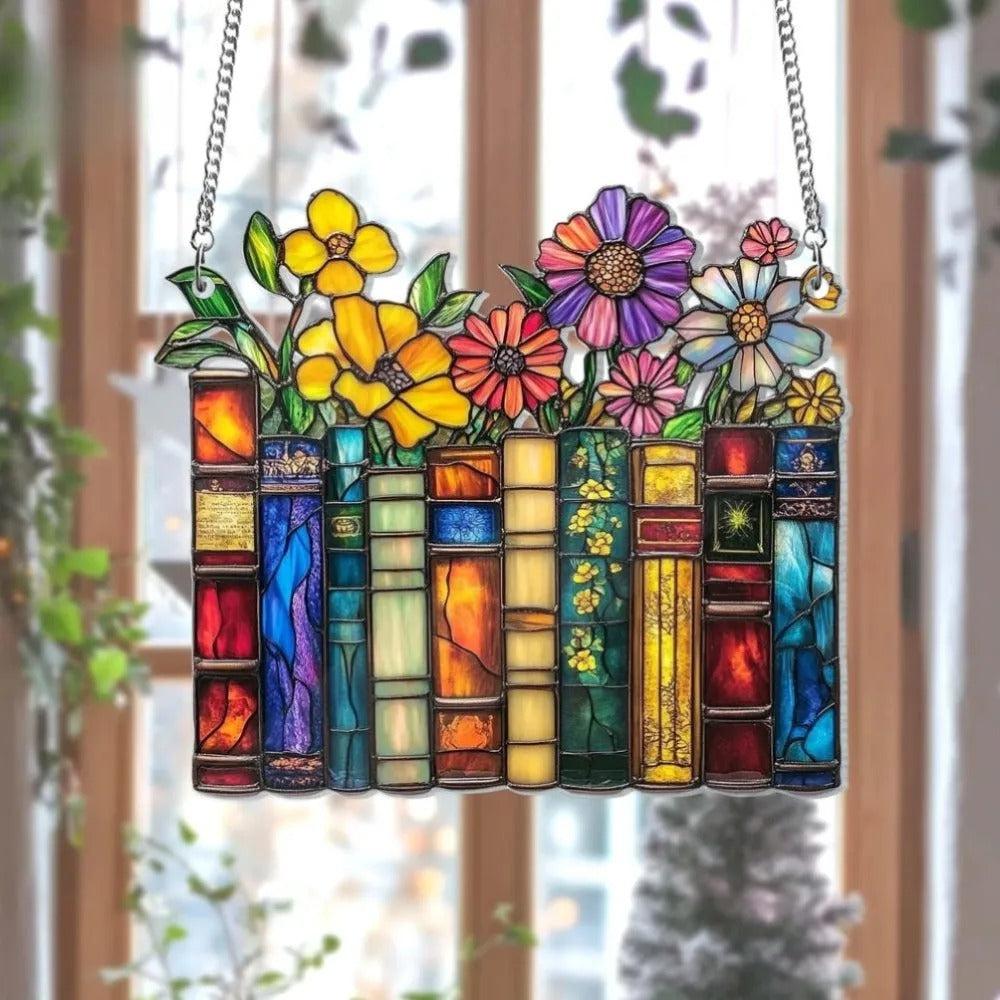 Vintage Flower Book Acrylic Suncatcher