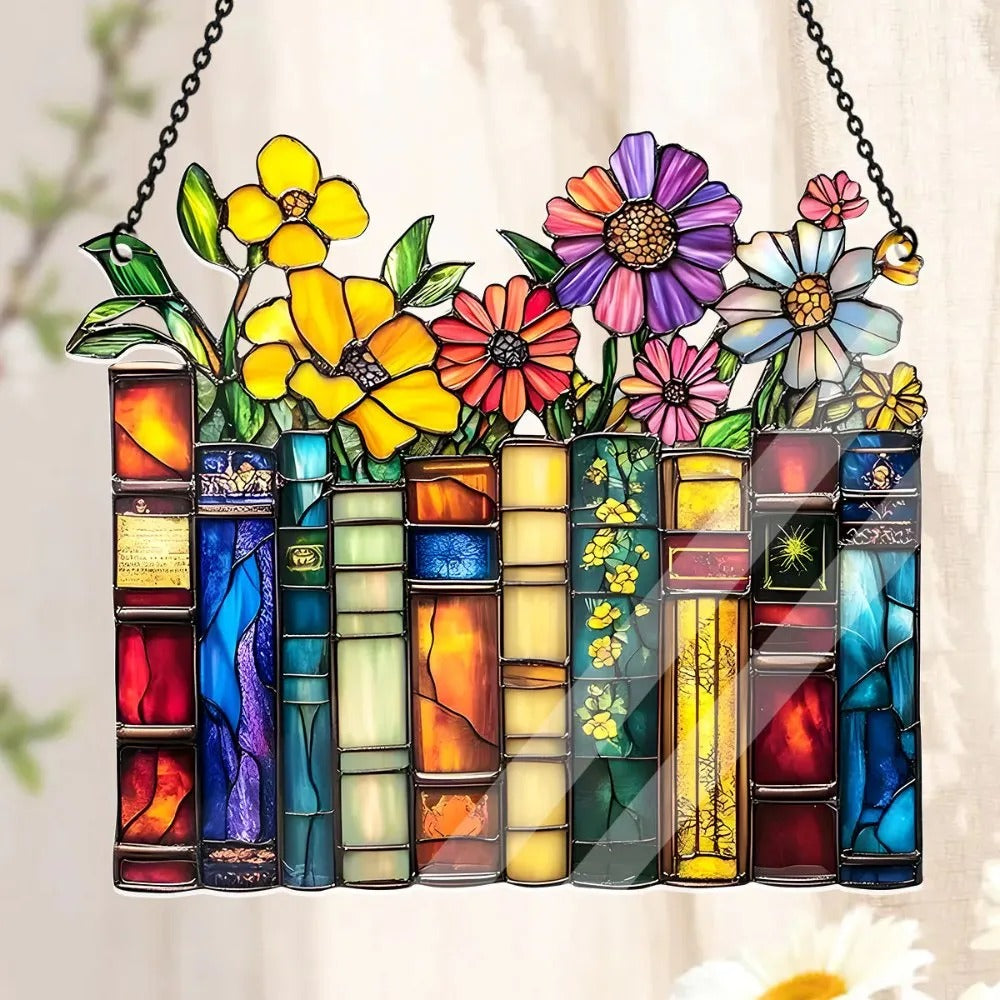 Vintage Flower Book Acrylic Suncatcher