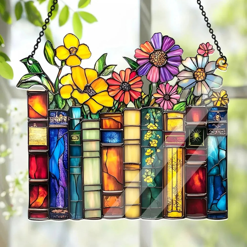 Vintage Flower Book Acrylic Suncatcher