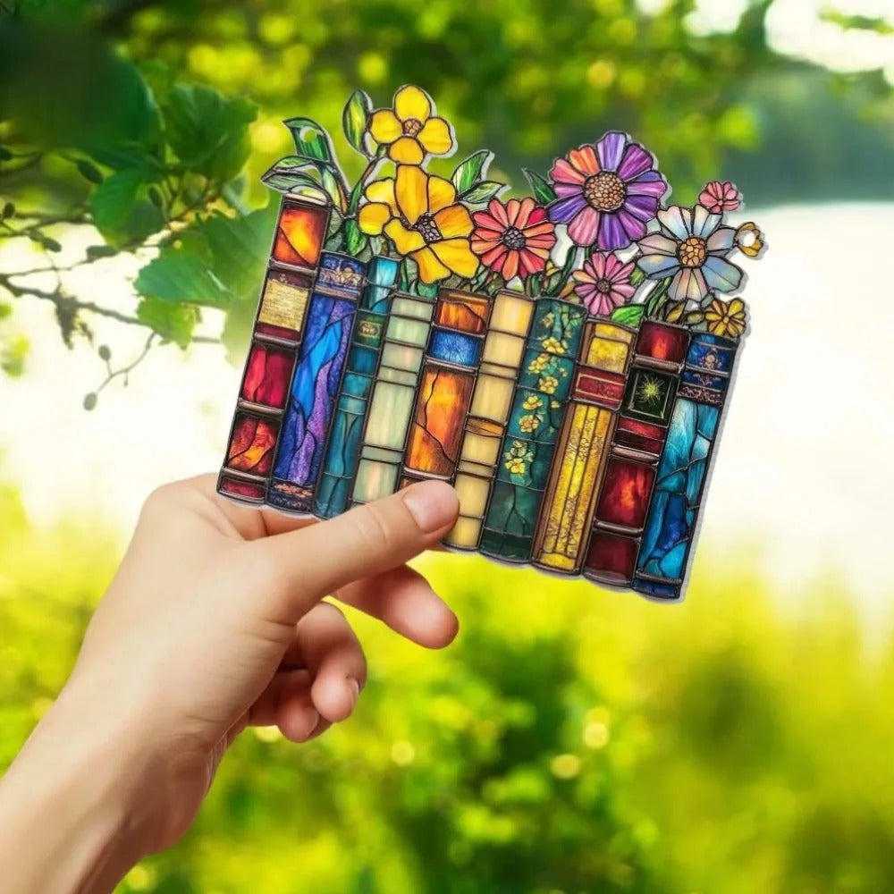 Vintage Flower Book Acrylic Suncatcher