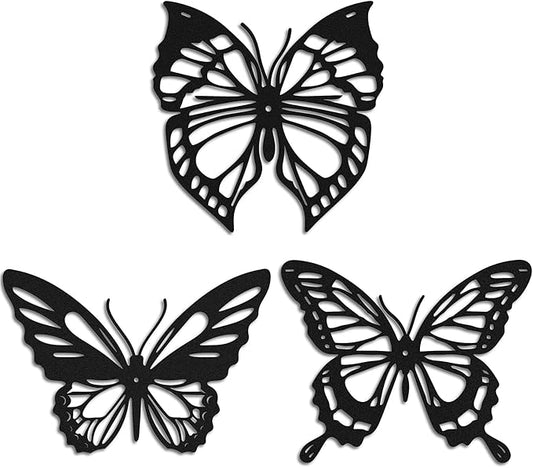3 Pcs Butterfly Metal Wall Decor