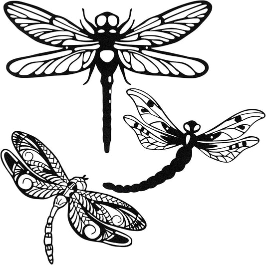 3 PCS Metal Dragonfly Wall Decor