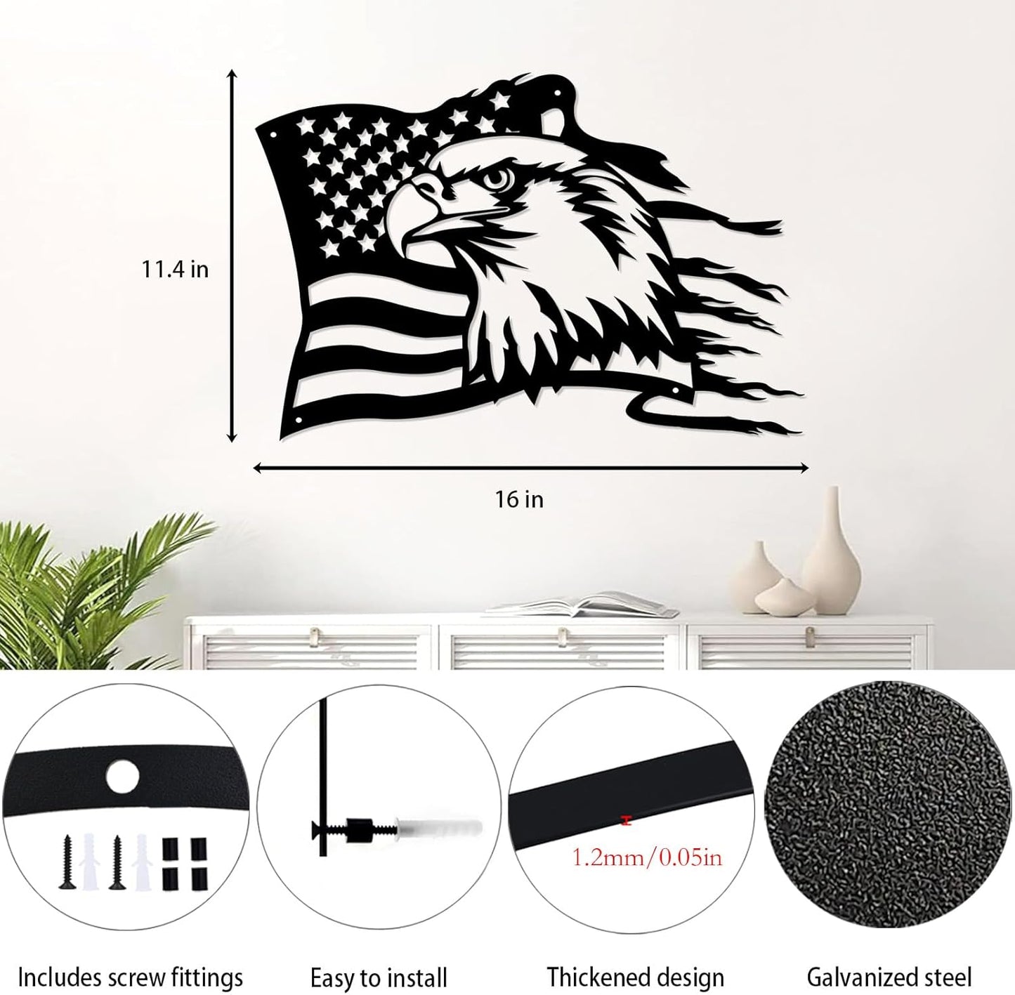 American Bald Eagle Metal Wall Art