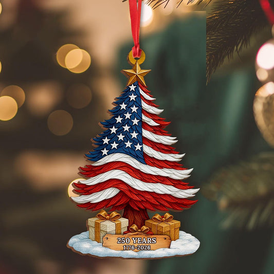 250 Years of America Patriotic Christmas Tree Ornament
