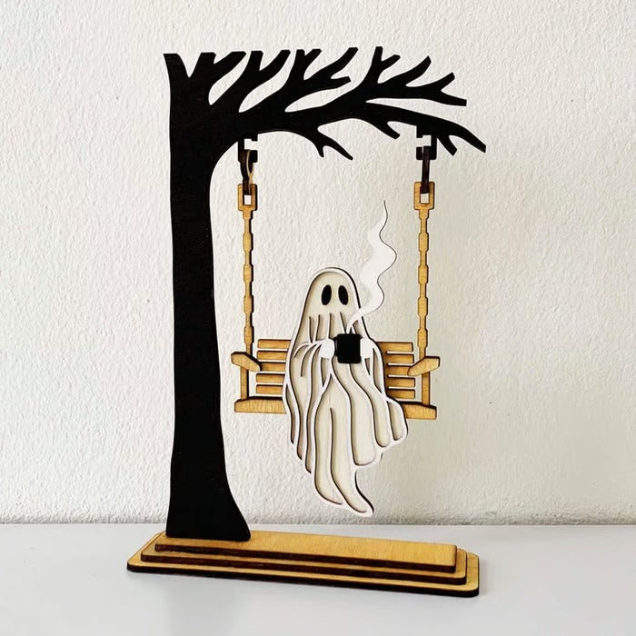 Cute and Whimsical — Handmade Ghost on a Swing Decor