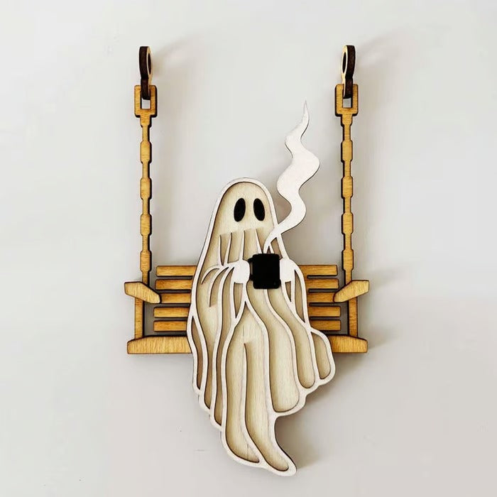 Cute and Whimsical — Handmade Ghost on a Swing Decor