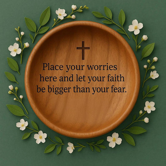 Wooden Prayer Bowl with Cross