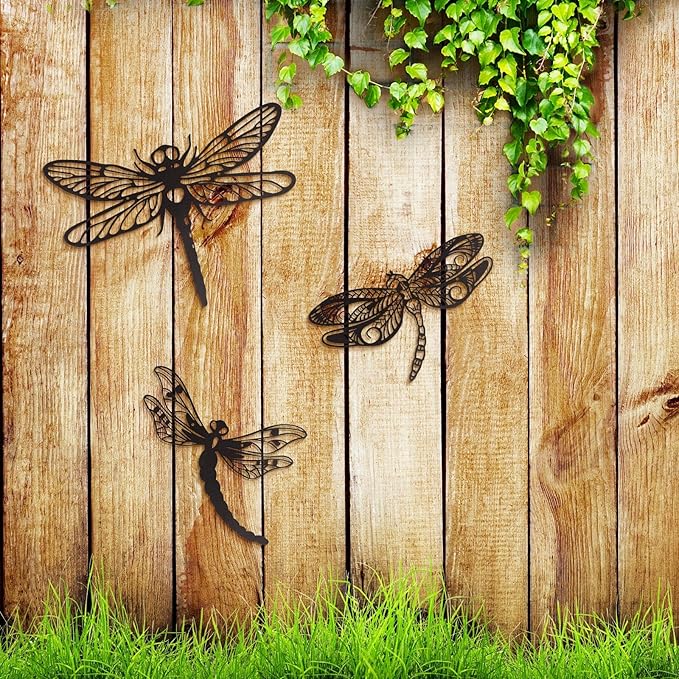 3 PCS Metal Dragonfly Wall Decor