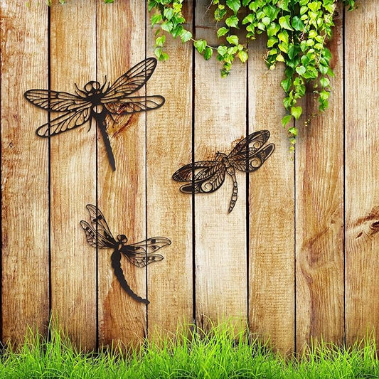 3 PCS Metal Dragonfly Wall Decor