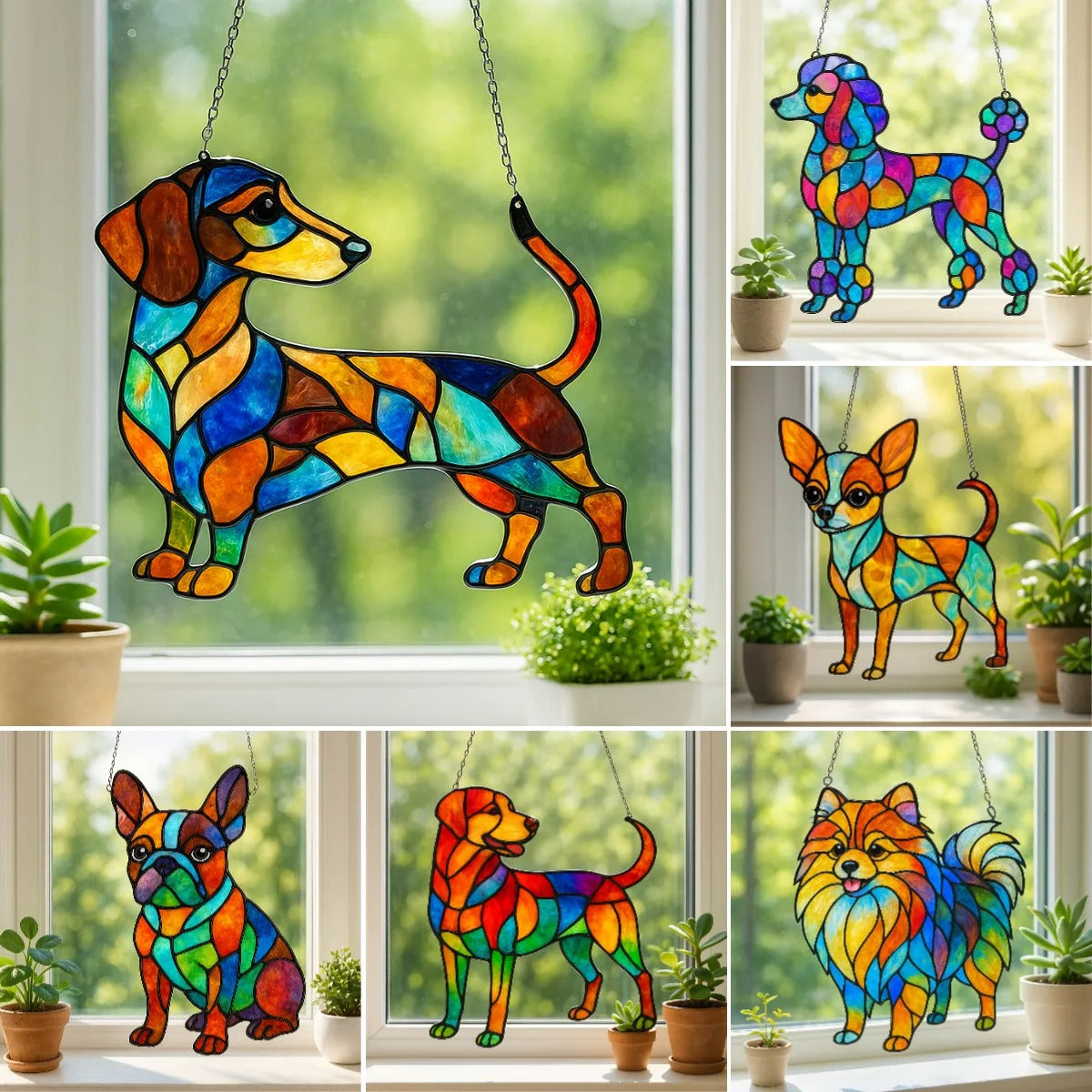 Dog Sun Catchers Window Hanging