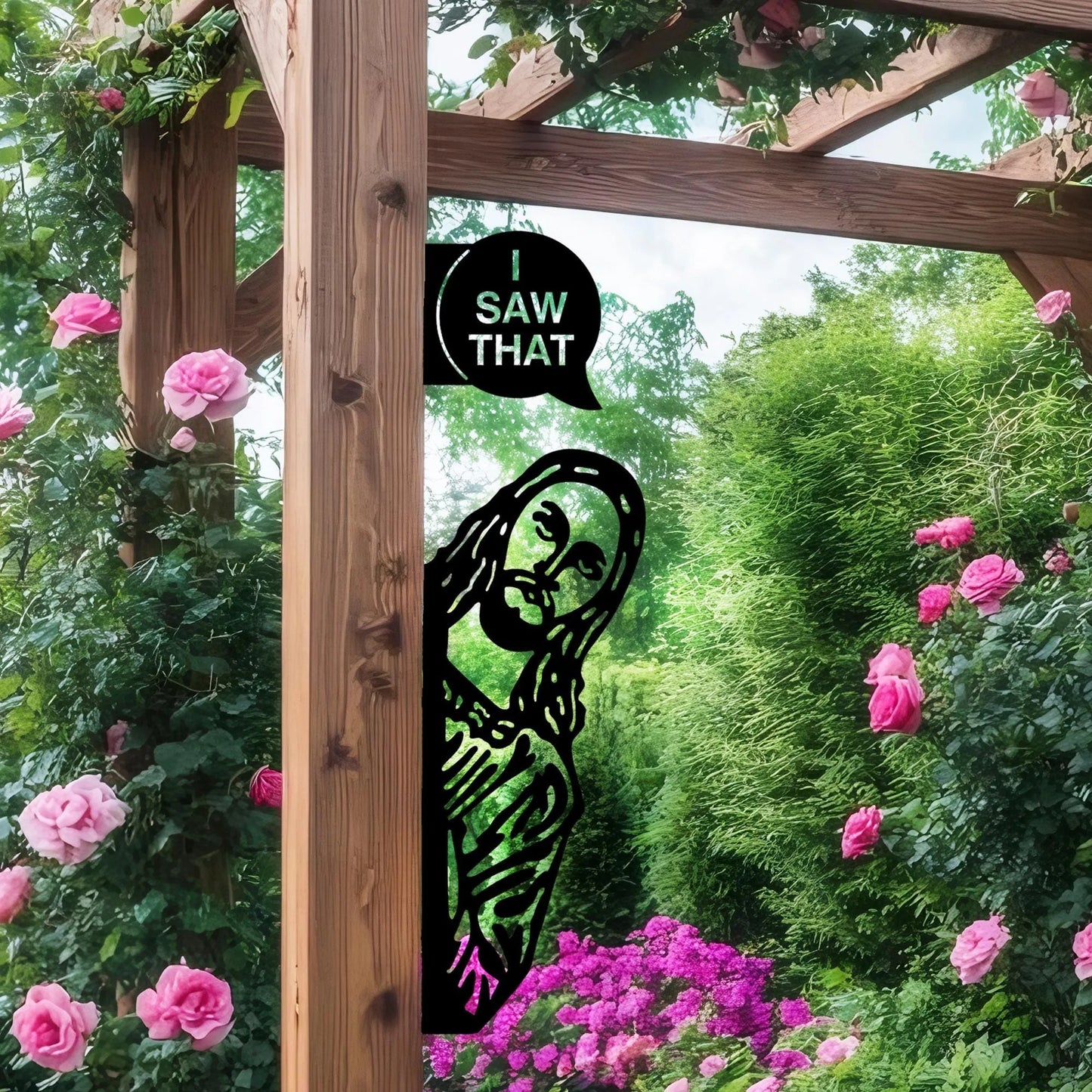 Peeking Jesus Metal Sign