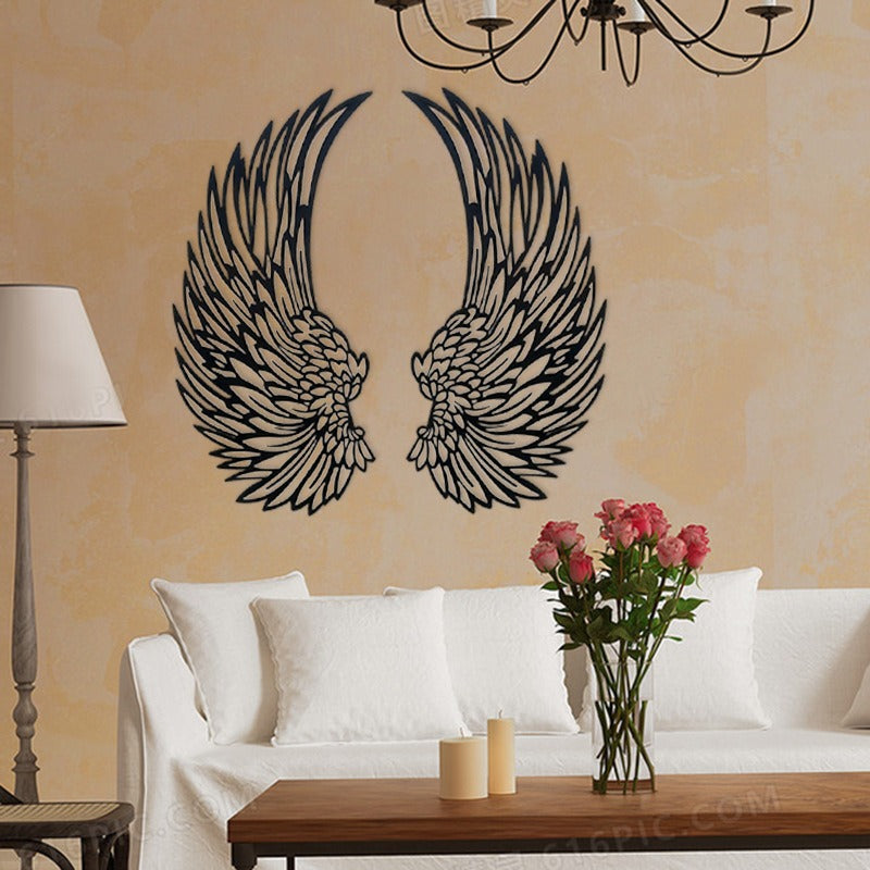 One Pair Angel Wings Metal Wall Art With Led Lights