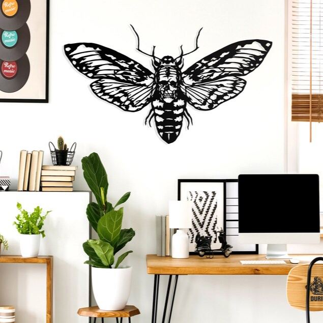 Gothic Death's Head Moth Metal Wall Decoration