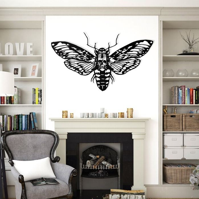Gothic Death's Head Moth Metal Wall Decoration